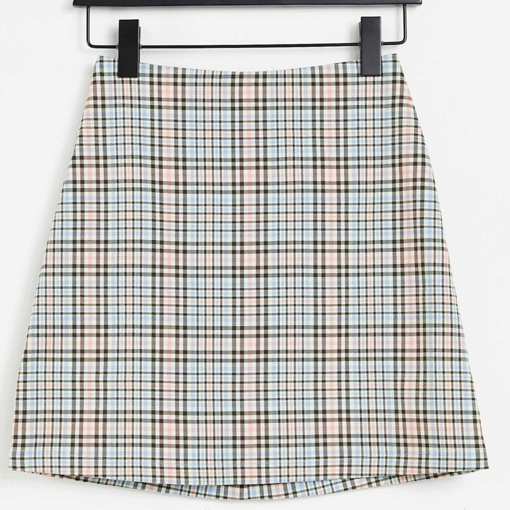 Monki Plaid A-Line Skirt